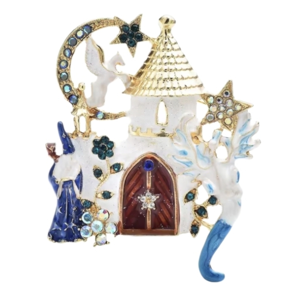New Enchanted Fantasy Castle Unicirn Wizard  Dragon Brooch Pin Charm